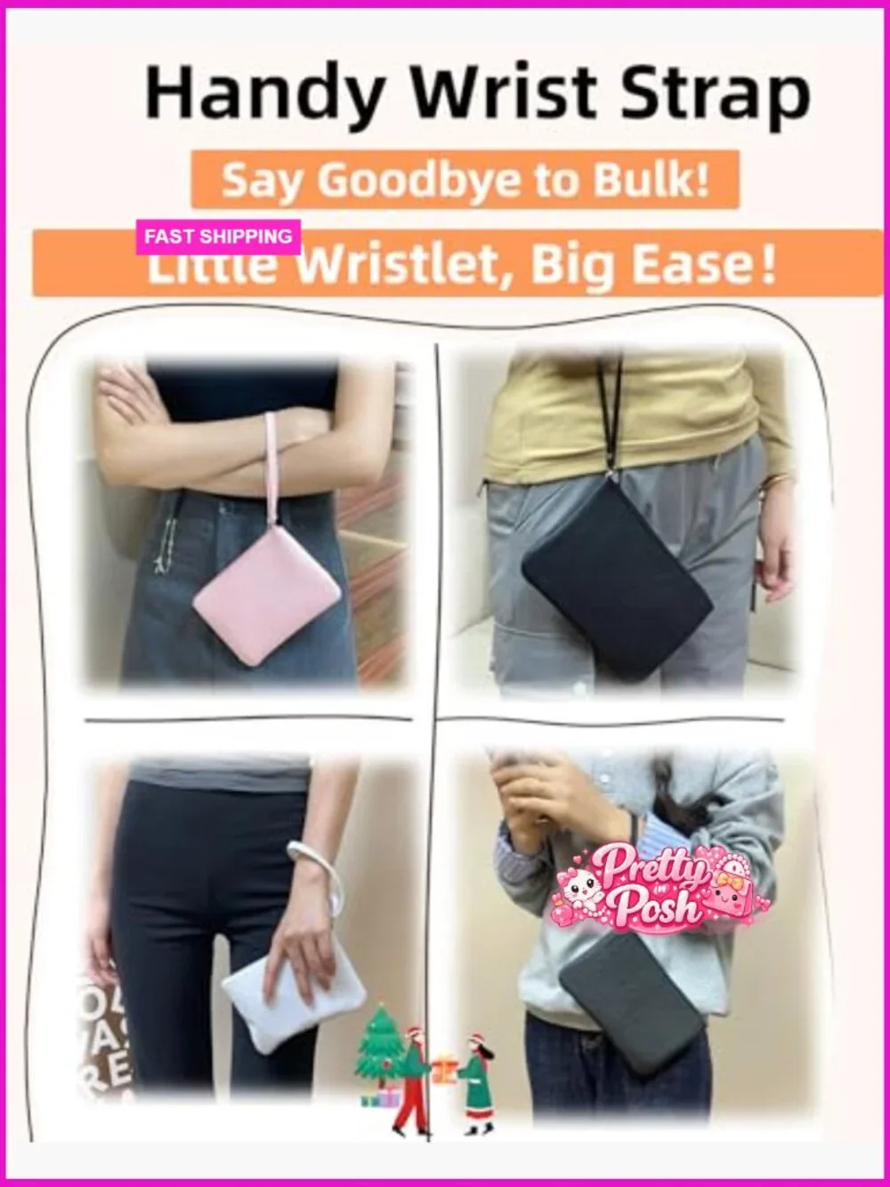 Leather Cosmetic Bag Wristlet Zipper Pouch Organizer